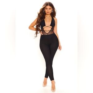 Fashion nova black mesh 2 peice set: BODYSUIT & PANTS BNWT
